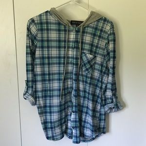 3/4 Sleeved Flannel With Hood